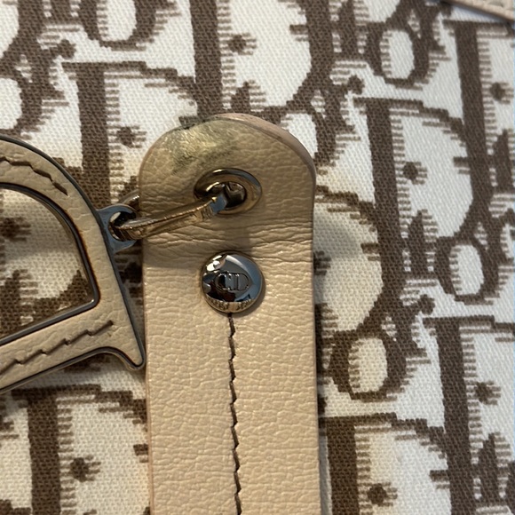 CHRISTIAN DIOR Trotter Pattern Flower Embroidered Handbag Beige - Picture 8 of 10